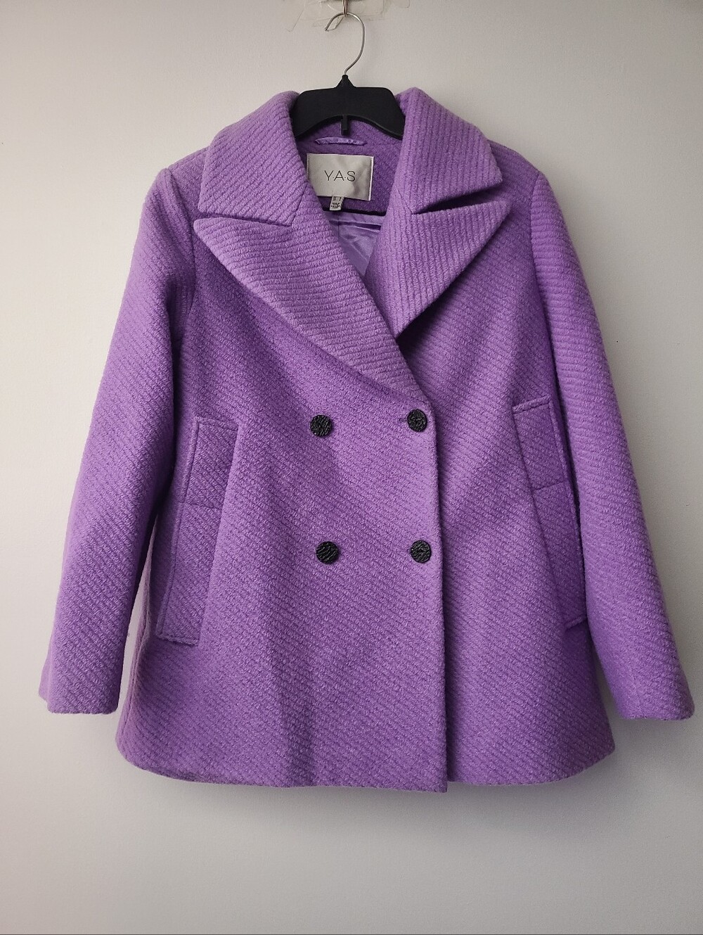 YAS Lavender Double-Breasted Pea Coat Womens Size Medium